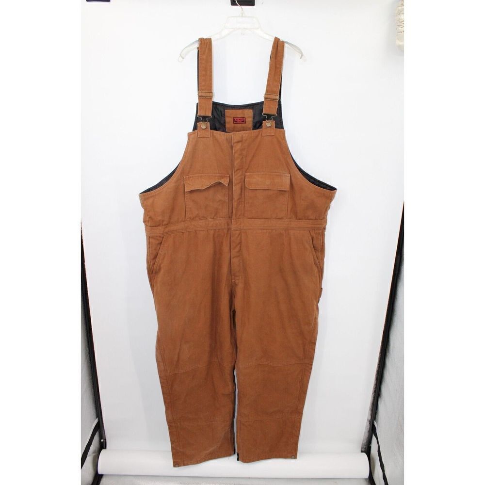 FIVE BROTHERS BROWN CANVAS LINED BIB OVERALLS MENS SIZE 3XL XXXL EUC